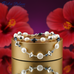 Load image into Gallery viewer, Silver Pearl Necklace with Blue Stone Accents for Women | Gift
