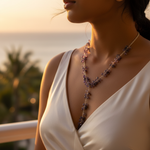 Load image into Gallery viewer, Silver Amethyst Beaded Y Necklace for Women | Gemstone Jewelry
