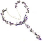 Load image into Gallery viewer, Silver Amethyst Beaded Y Necklace for Women | Gemstone Jewelry
