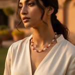 Load image into Gallery viewer, Red Carnelian &amp; Pearl Beaded Necklace for Women | Gemstone Jewelry
