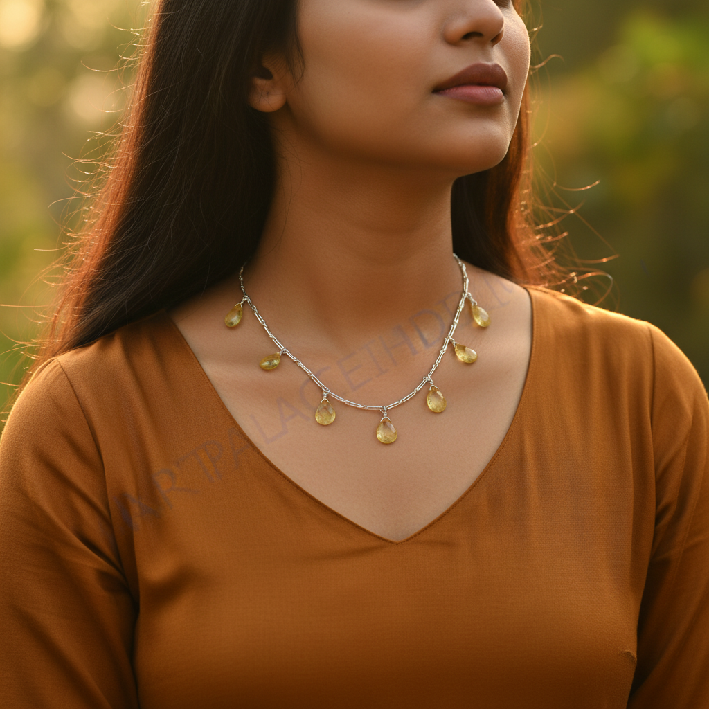 925 silver citrine gemstone necklace for women | gift jewelry