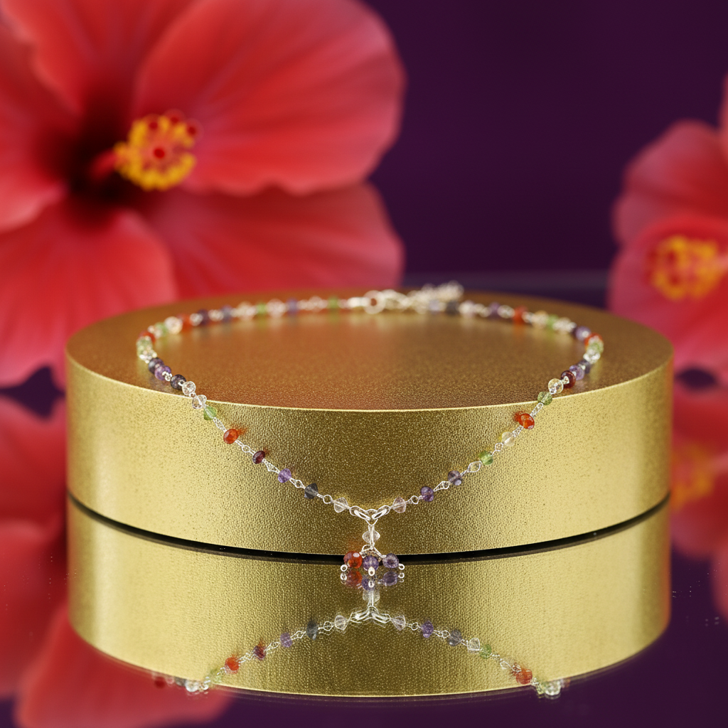 925 Silver Multi-Gemstone Beaded Necklace for Women | Gift Jewelry