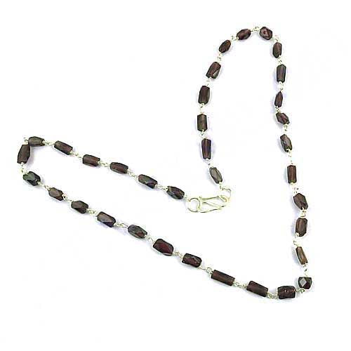 Smoky Quartz Bead Necklace | Sterling Silver Chain | Women's Jewelry