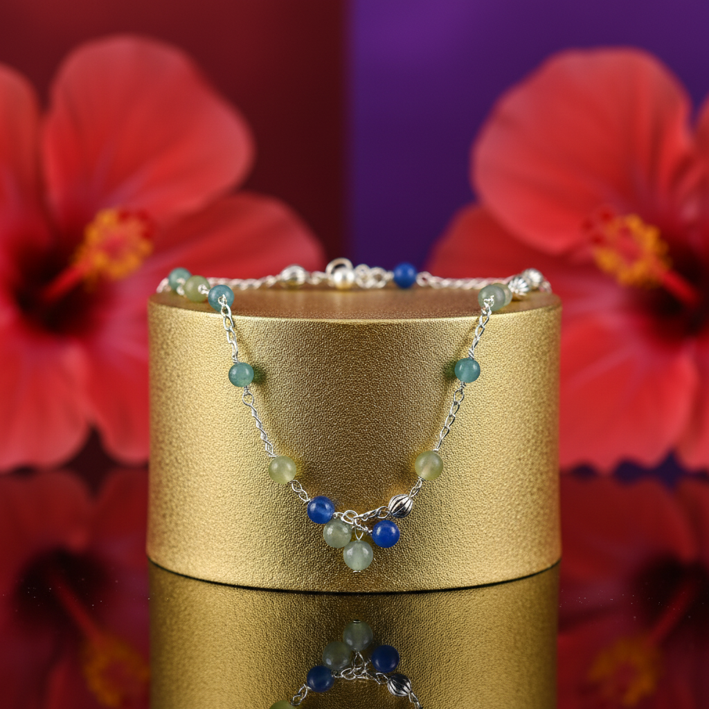 925 silver beaded necklace for women | gemstone jewelry