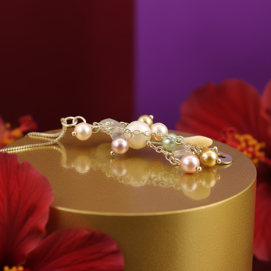 Pearl cluster necklace | gold chain | women's fashion jewelry