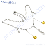 Load image into Gallery viewer, Silver anklet featuring yellow gemstone beads, designed for women&#39;s fashion jewelry.
