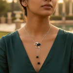 Load image into Gallery viewer, Silver Onyx Pendant Necklace for Women | Elegant Jewelry Gift
