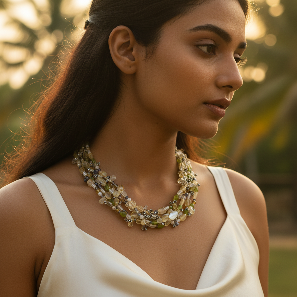 Multi-Strand Gemstone Necklace for Women | Statement Jewelry