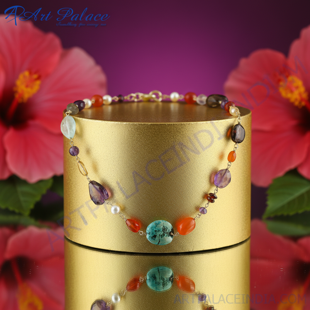 Gemstone Beaded Necklace | Colorful Semi-Precious Stone Necklace