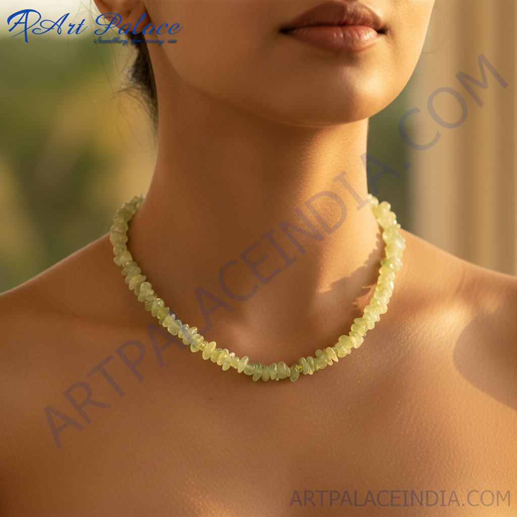 Green Peridot Chip Necklace for Women | Gemstone Jewelry
