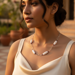 Load image into Gallery viewer, Silver Beaded Necklace for Women | White Stone Jewelry Gift
