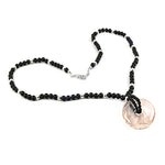 Load image into Gallery viewer, Black Onyx Bead Necklace with Pink Gemstone Pendant | For Women
