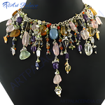 Load image into Gallery viewer, A stunning artisan gemstone beaded necklace with various colorful gemstone beads.
