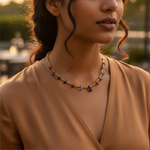 Load image into Gallery viewer, Collar de cuentas de piedras preciosas | Piedras amarillas y moradas | Joyería para mujer
