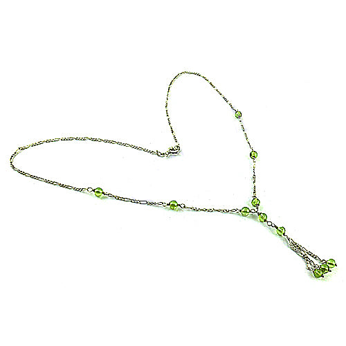 Silver Peridot Beaded Y-Necklace for Women | Daily Wear