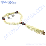 Load image into Gallery viewer, A stunning beaded seed necklace with silver accents, perfect for women&#39;s fashion and adding elegance to any outfit.
