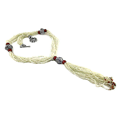 Beaded Seed Necklace with Silver Accents | Women's Fashion Jewelry