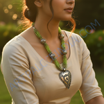 Load image into Gallery viewer, Silver Heart Pendant Necklace | Beaded Jewelry for Women
