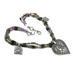 Load image into Gallery viewer, Silver Beaded Necklace with Heart Pendant | Gemstone Jewelry
