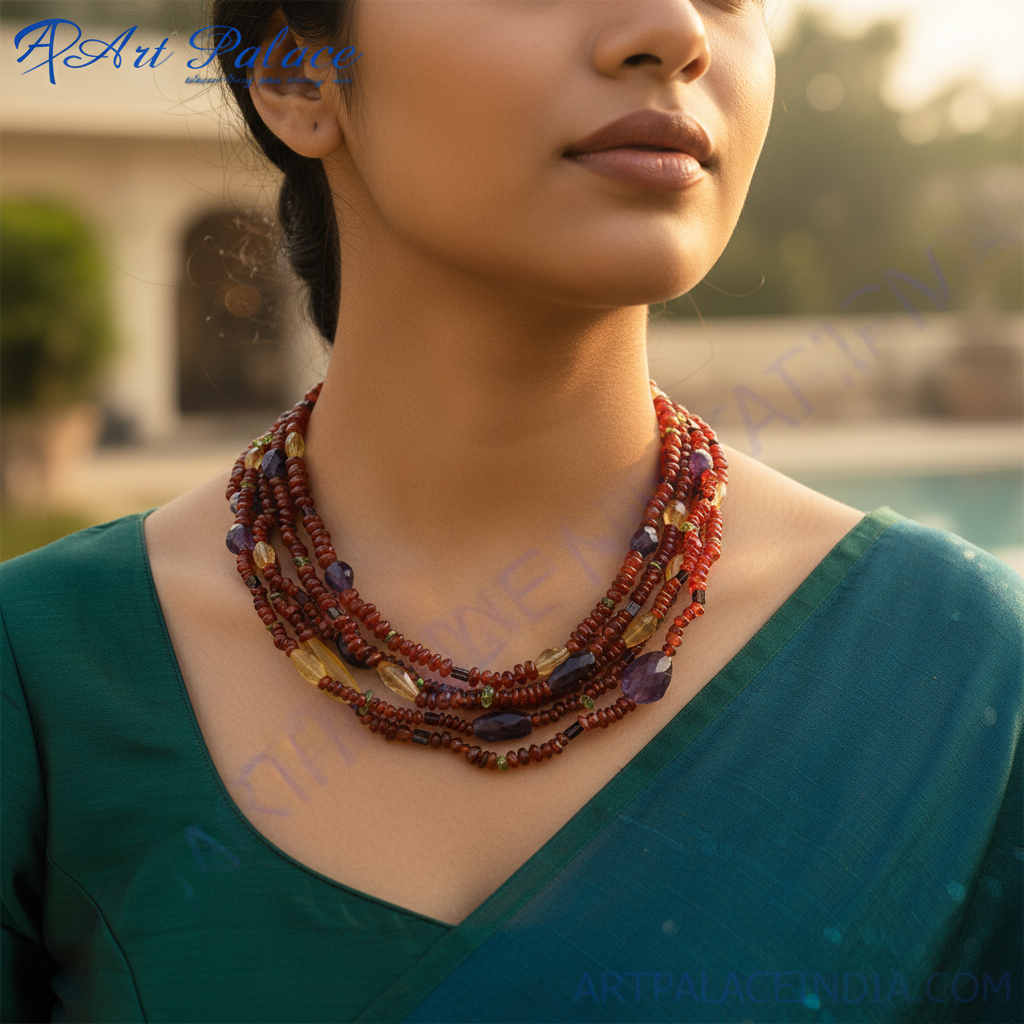 Multi-Strand Carnelian Bead Necklace | Gemstone Jewelry for Women