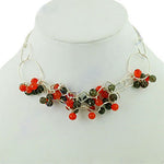 Load image into Gallery viewer, Silver Beaded Statement Necklace | Red &amp; Green Gemstones | Gift
