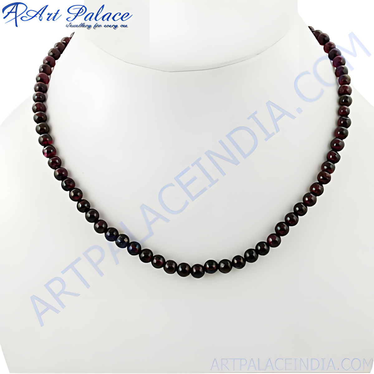 Garnet bead necklace on a mannequin