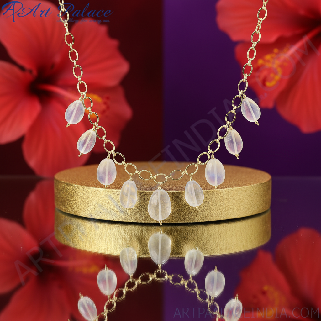 Silver moonstone dangle necklace | women's jewelry | gift