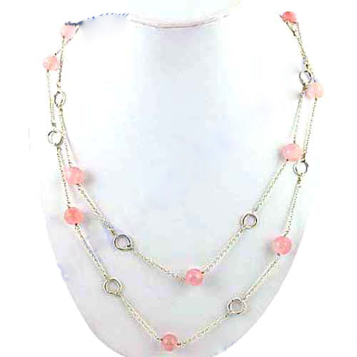 Rose Quartz Bead Necklace for Women | Gemstone Jewelry
