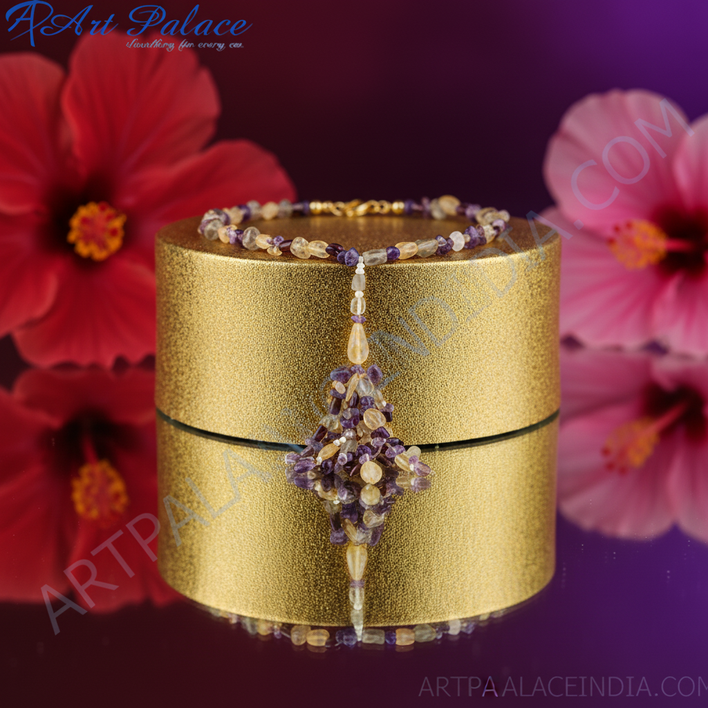 Gemstone tassel necklace for women | colorful beaded jewelry