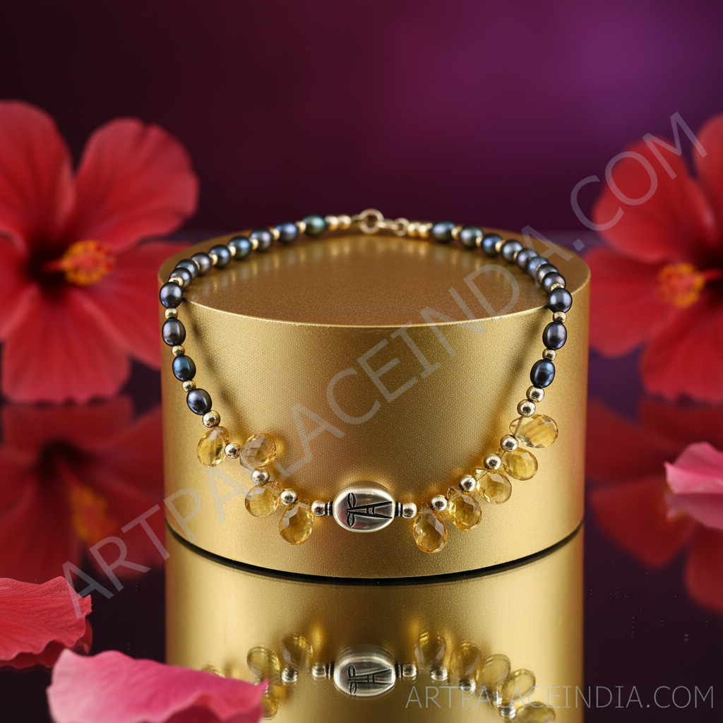 Citrine & pearl necklace | gold accents | women's jewelry gift