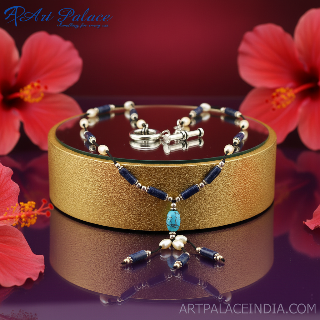 Pearl & Lapis Lazuli Necklace for Women | Fashion Jewelry