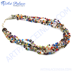 Load image into Gallery viewer, Multi-colored gemstone beaded necklace with various gemstone beads in an artistic arrangement, perfect for women.
