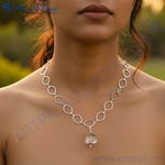 Load image into Gallery viewer, Silver Hexagon Chain Necklace with Crystal Pendant | Women&#39;s Jewelry
