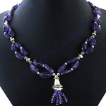 Load image into Gallery viewer, Amethyst Gemstone Tassel Necklace | Silver Statement Jewelry for Women
