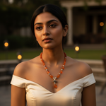 Load image into Gallery viewer, Orange Gemstone Bead Necklace for Women | Daily Wear Necklace
