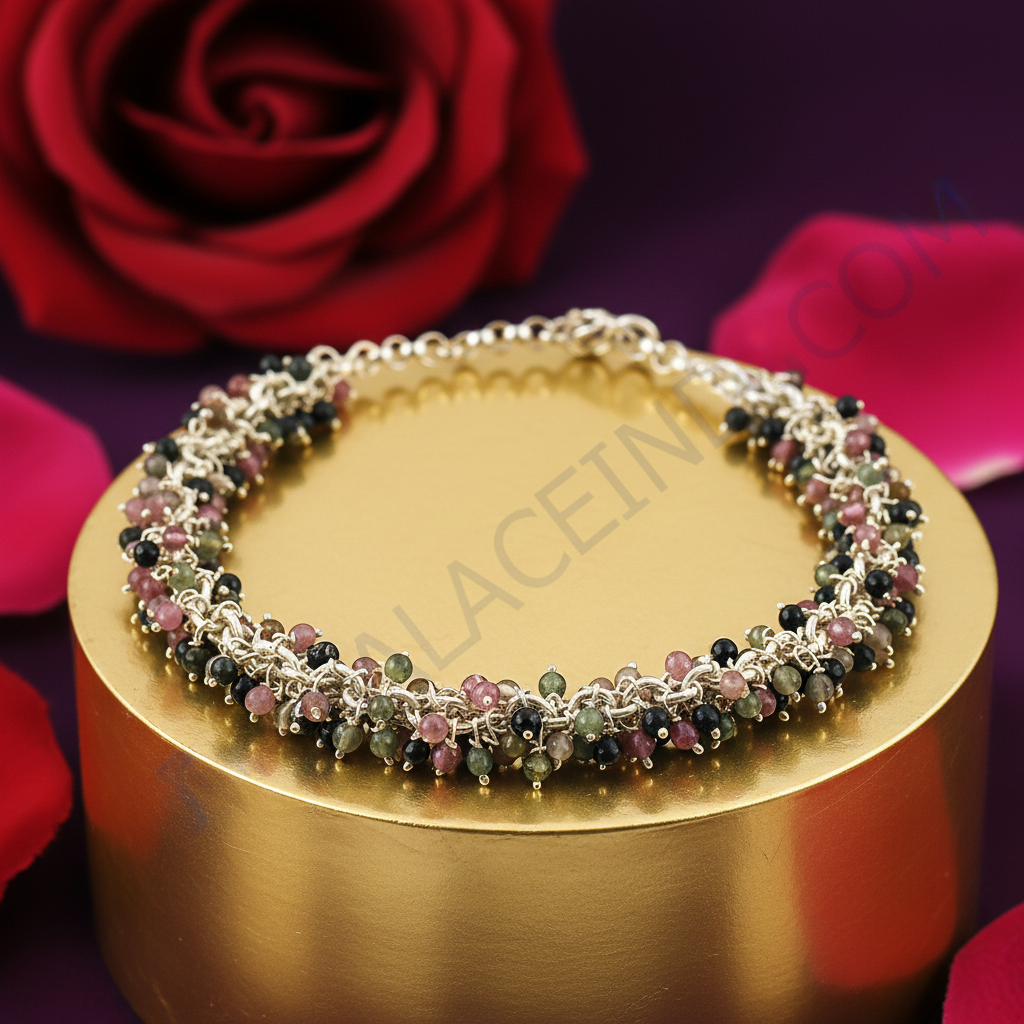 925 Silver Tourmaline Bead Necklace | Gemstone Jewelry for Women