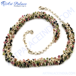 Load image into Gallery viewer, Sterling silver necklace with multi-colored tourmaline beads, ideal for women&#39;s jewelry.
