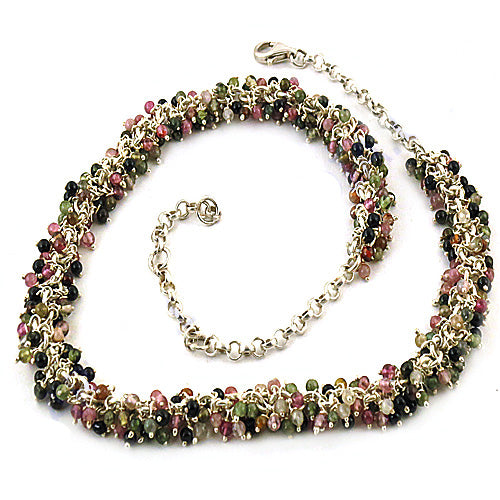 925 Silver Tourmaline Bead Necklace | Gemstone Jewelry for Women