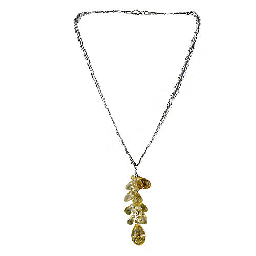 Silver Citrine Gemstone Pendant Necklace for Women | Gift Jewelry