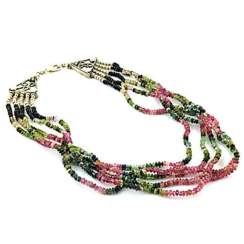 Tourmaline Bead Necklace | Multi-Color Gemstone Jewelry