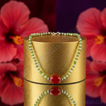 Load image into Gallery viewer, Green Beaded Necklace with Red Gemstone | Women&#39;s Jewelry Gift
