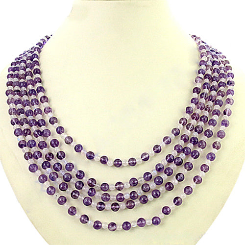 Amethyst Beaded Necklace | Purple Gemstone Jewelry for Women