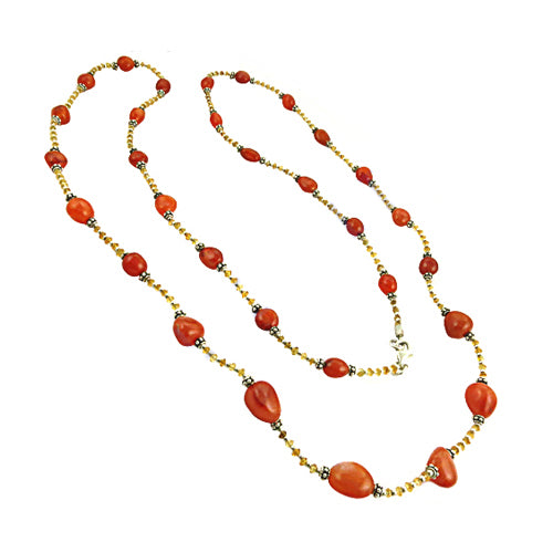 Red Coral Bead Necklace | Handmade Gemstone Jewelry for Women