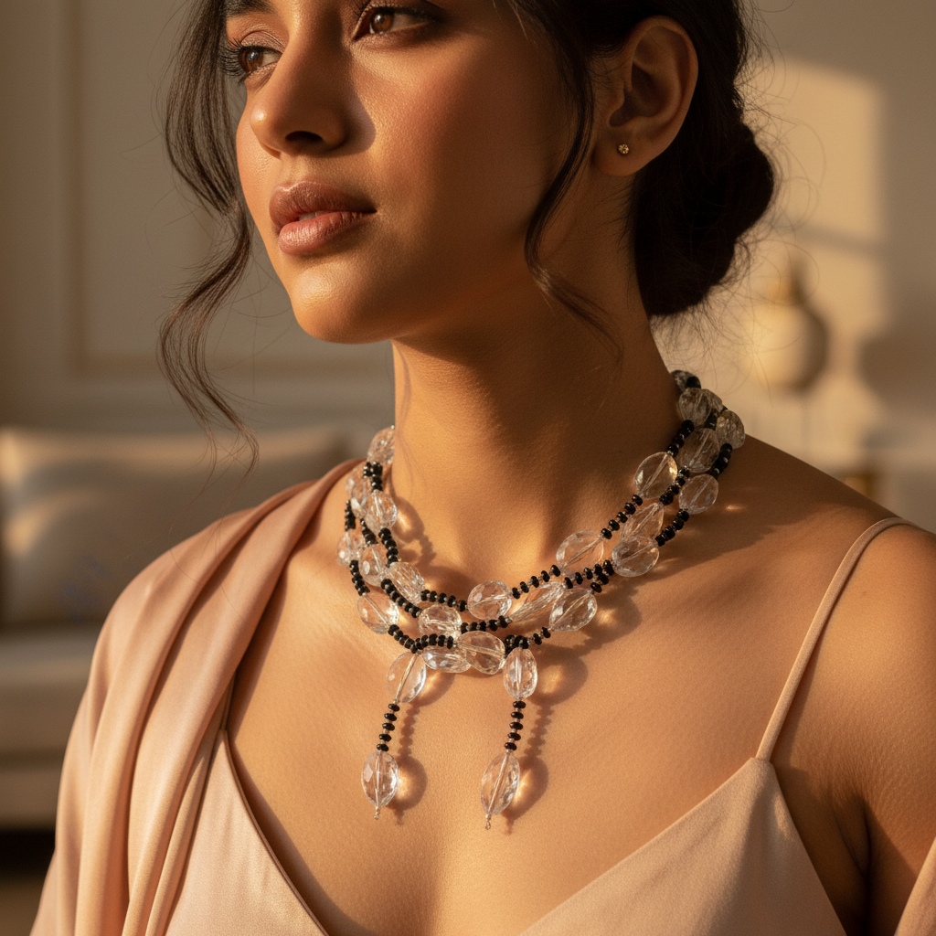 Clear Crystal Bead Necklace | Statement Jewelry for Women