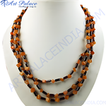 Load image into Gallery viewer, Multi-strand necklace featuring amber and garnet beads, perfect for women&#39;s gemstone jewelry.
