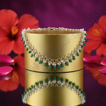 Load image into Gallery viewer, Silver Emerald Bead Necklace for Women | Gemstone Jewelry Gift
