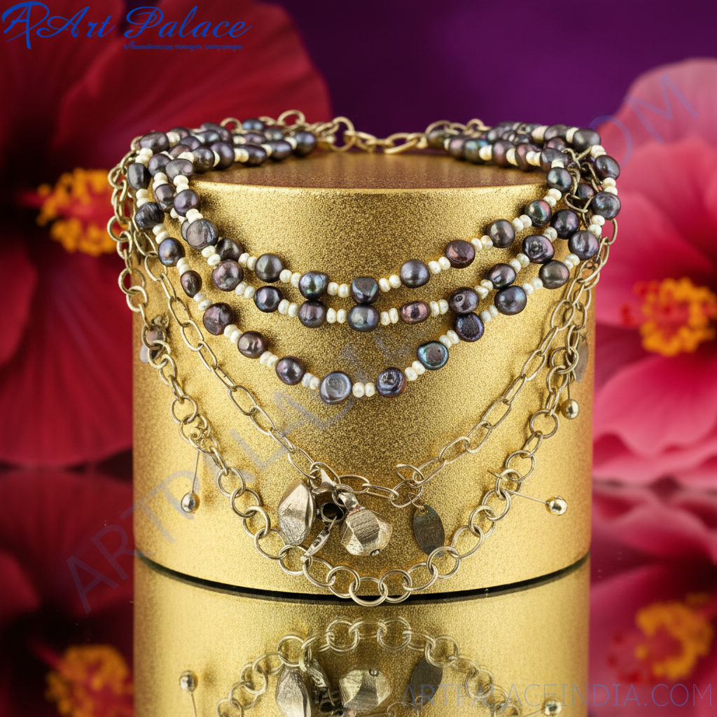 Multi-Strand Pearl Necklace | Dark Pearl Jewelry for Women