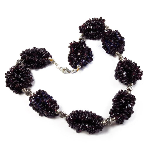 Garnet Bead Cluster Necklace | Sterling Silver | Women's Jewelry