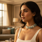 Load image into Gallery viewer, Aquamarine Beaded Choker Necklace for Women | Gemstone Jewelry
