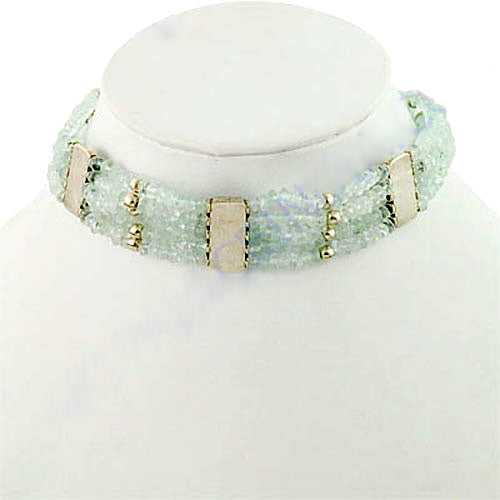 Aquamarine Beaded Choker Necklace for Women | Gemstone Jewelry